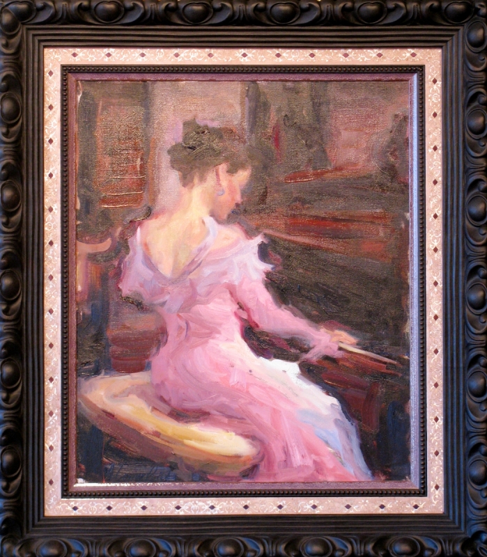 Original oil framed in multi-element frame